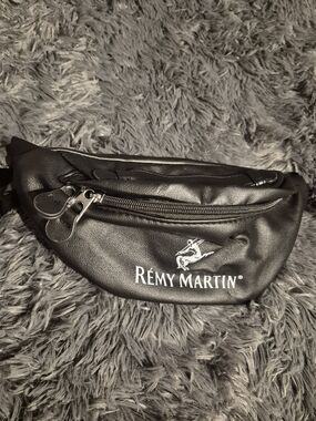 Black Leather-Effect Waist Bag for Men